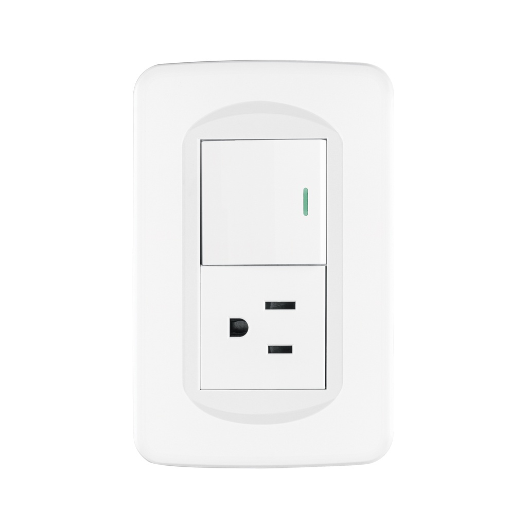 Placa armada interruptor y contacto 1.5 módulos, Toledo