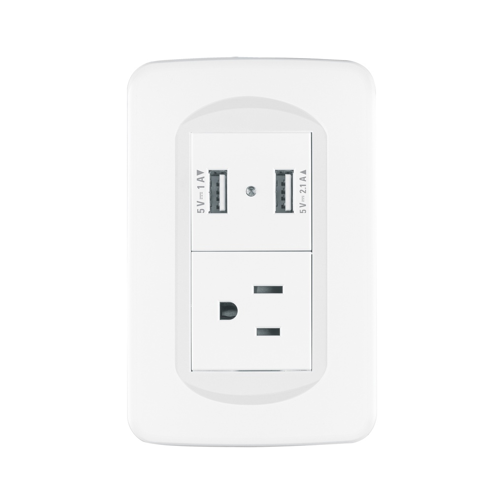 Placa armada 1contacto y 2 puertos USB 1.5 módulos, Toledo