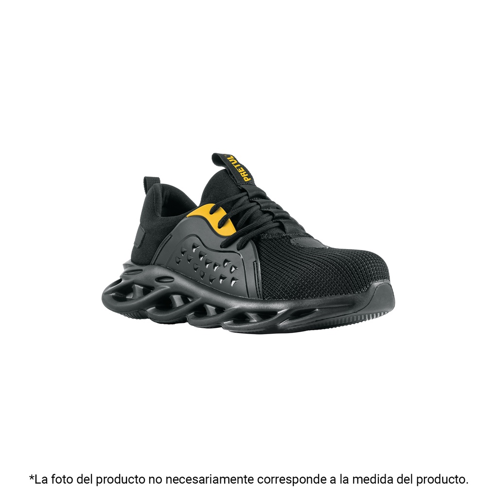 Tenis de seguridad #27, casquillo metálico, negros, PRETUL