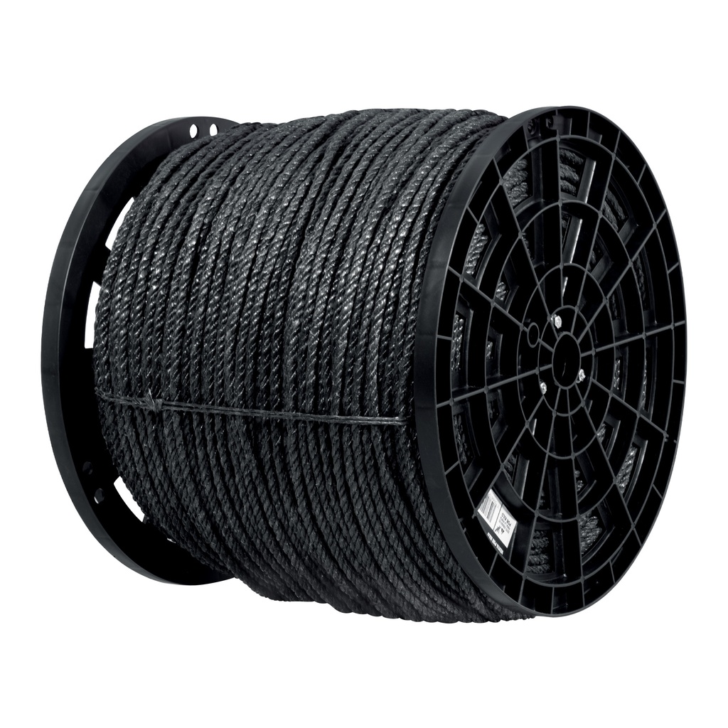 Kilo de cuerda negra de polipropileno 8 mm, carrete 20kg