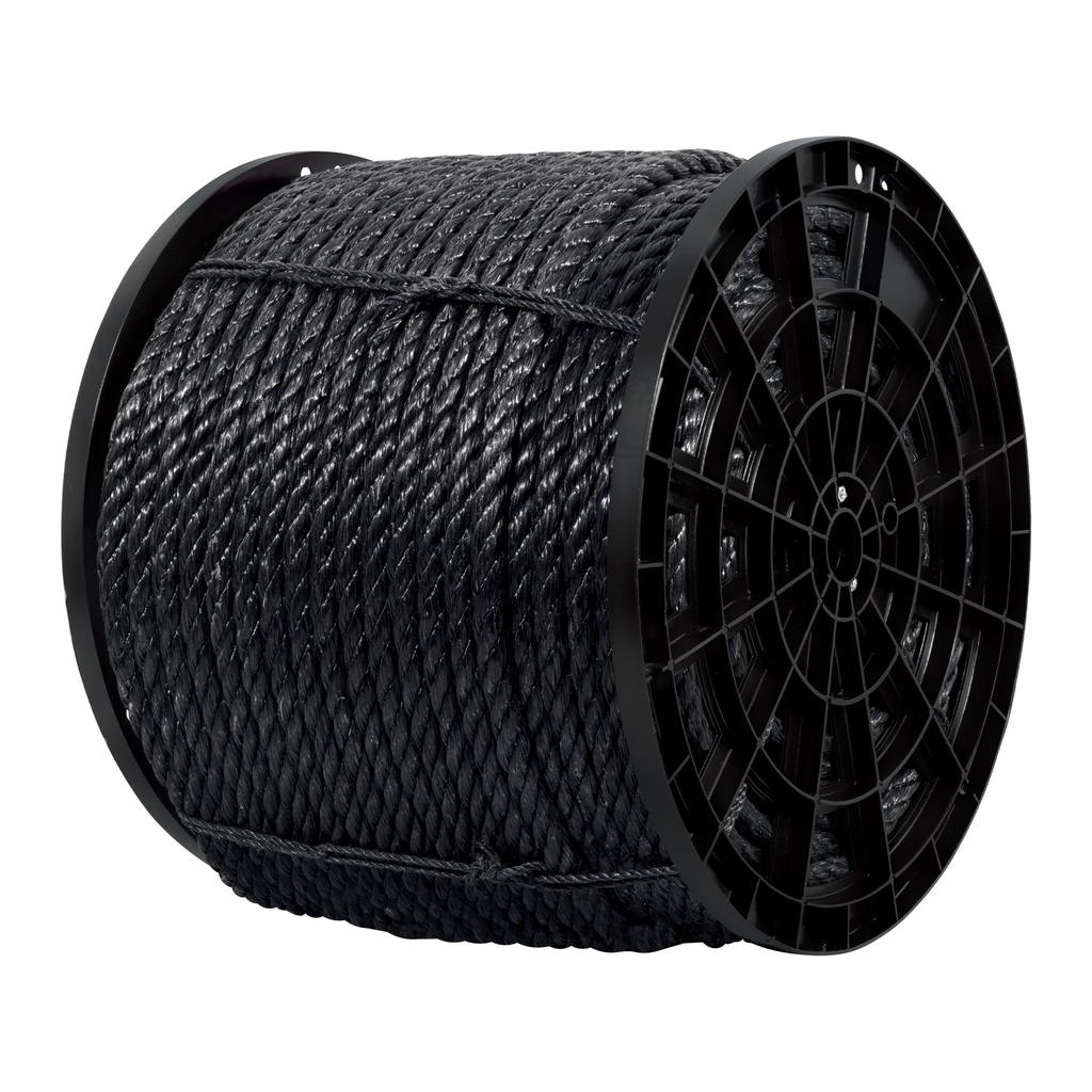 Kilo de cuerda negra de polipropileno 19 mm, carrete 30kg