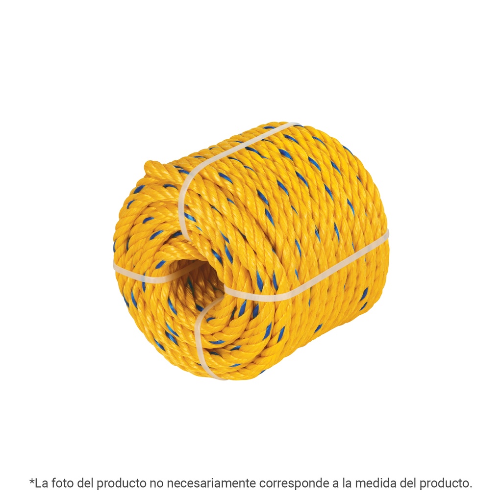 Kilo de cuerda amarilla de polipropileno 19mm, rollo 1kg