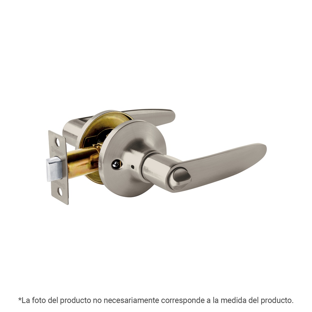 Cerradura manija Turín, p/recámara níquel satin, HERMEX