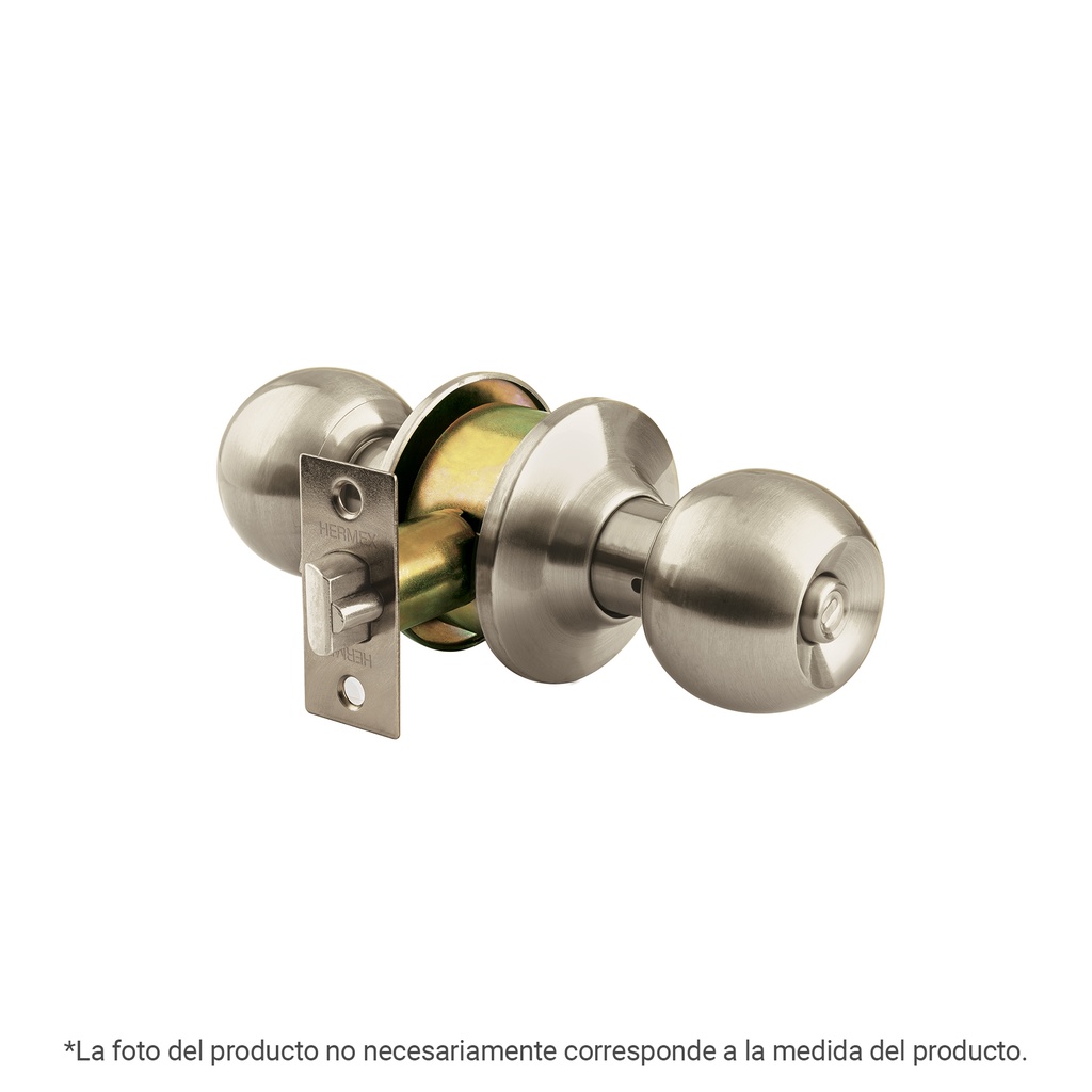 Cerradura tipo esfera para baño, níquel satín, Hermex
