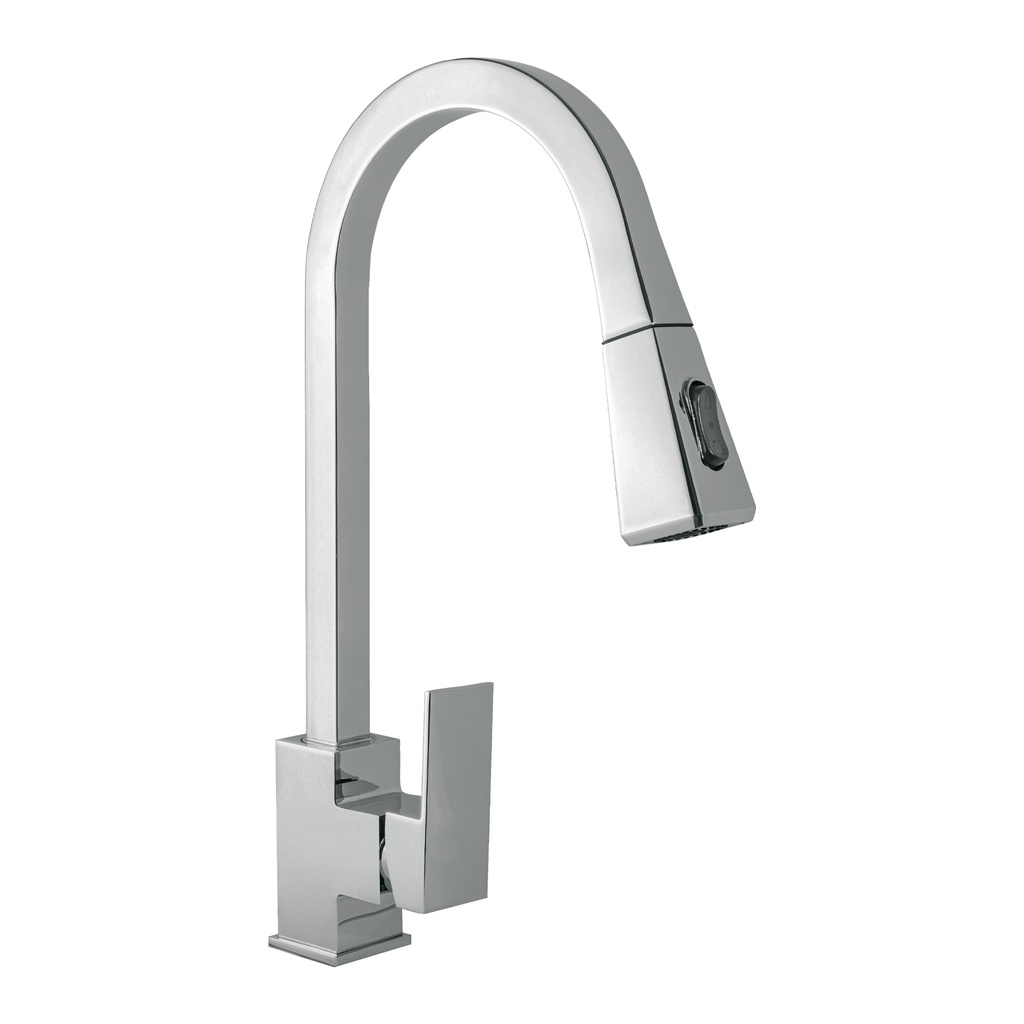 Monomando nariz retráctil para fregadero,cromo, FOSET KUBO