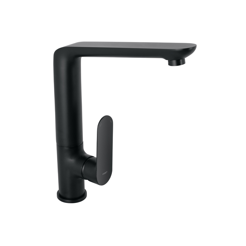 Monomando cuello alto para fregadero, negro, FOSET RIVIERA
