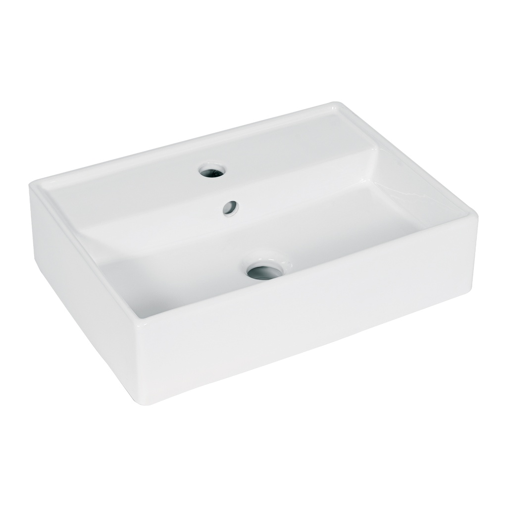Lavabo de porcelana de sobreponer rectangular, blanco, FOSET