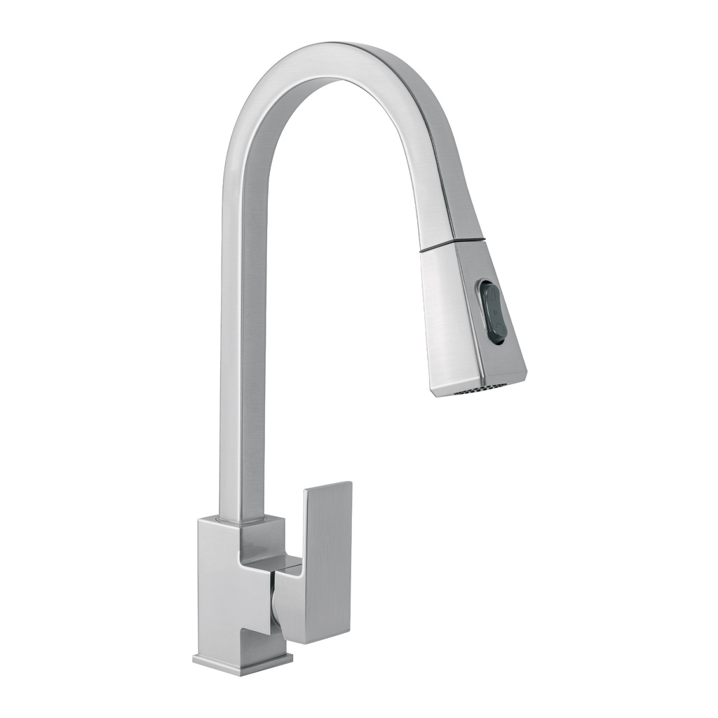 Monomando nariz retráctil para fregadero,satín, FOSET KUBO