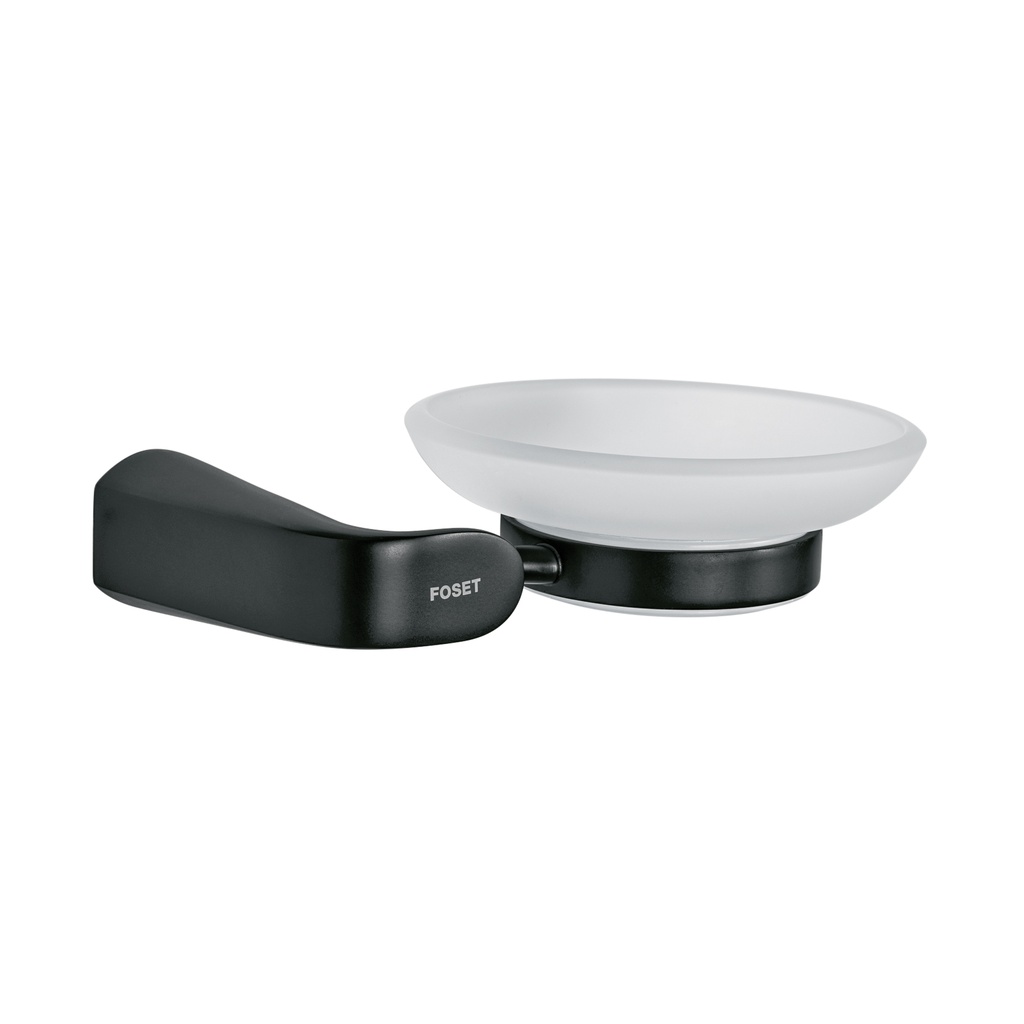 Jabonera con plato de vidrio, negro, FOSET RIVIERA