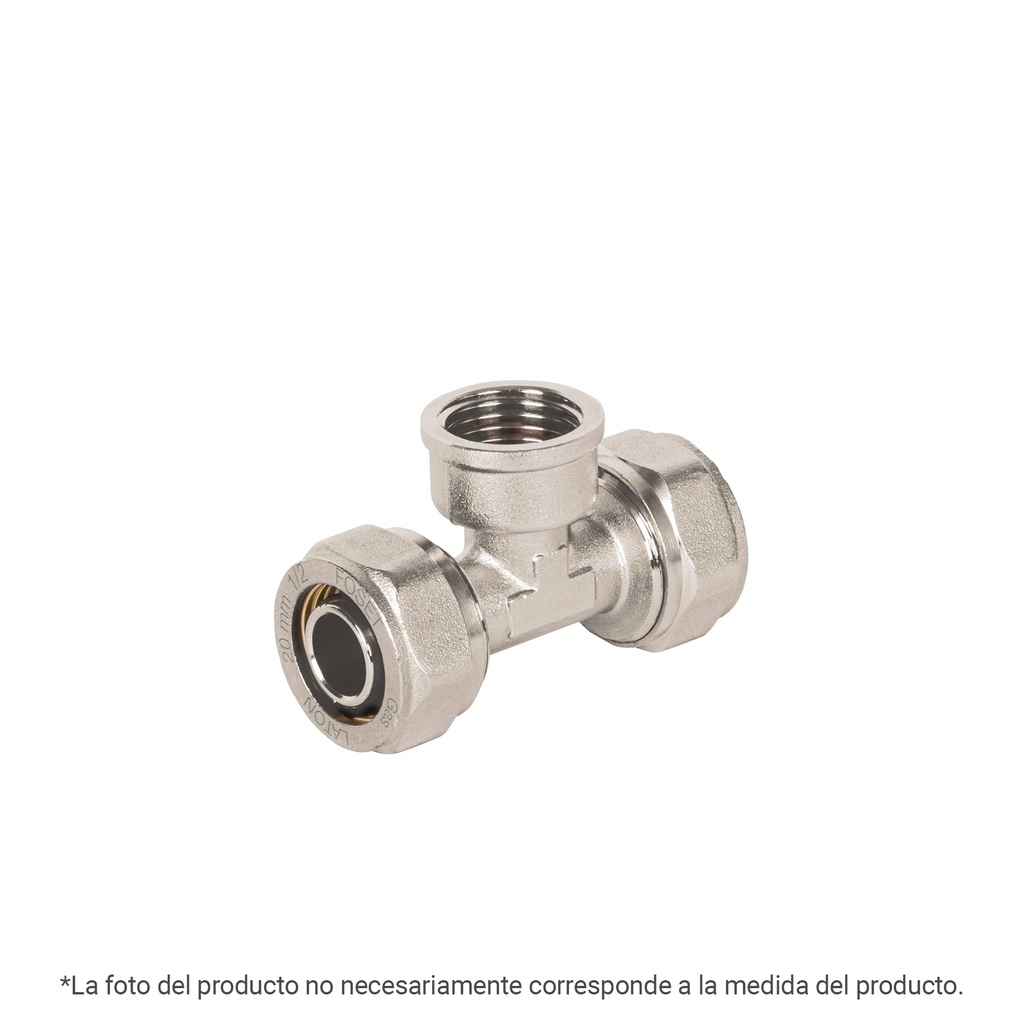 Tee para PEALPE,3/8x1/2x3/8',con rosca hembra central, Foset