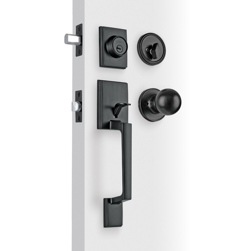 Jaladera y perilla, Porto llave-mariposa, negro, HERMEX - Pag 590