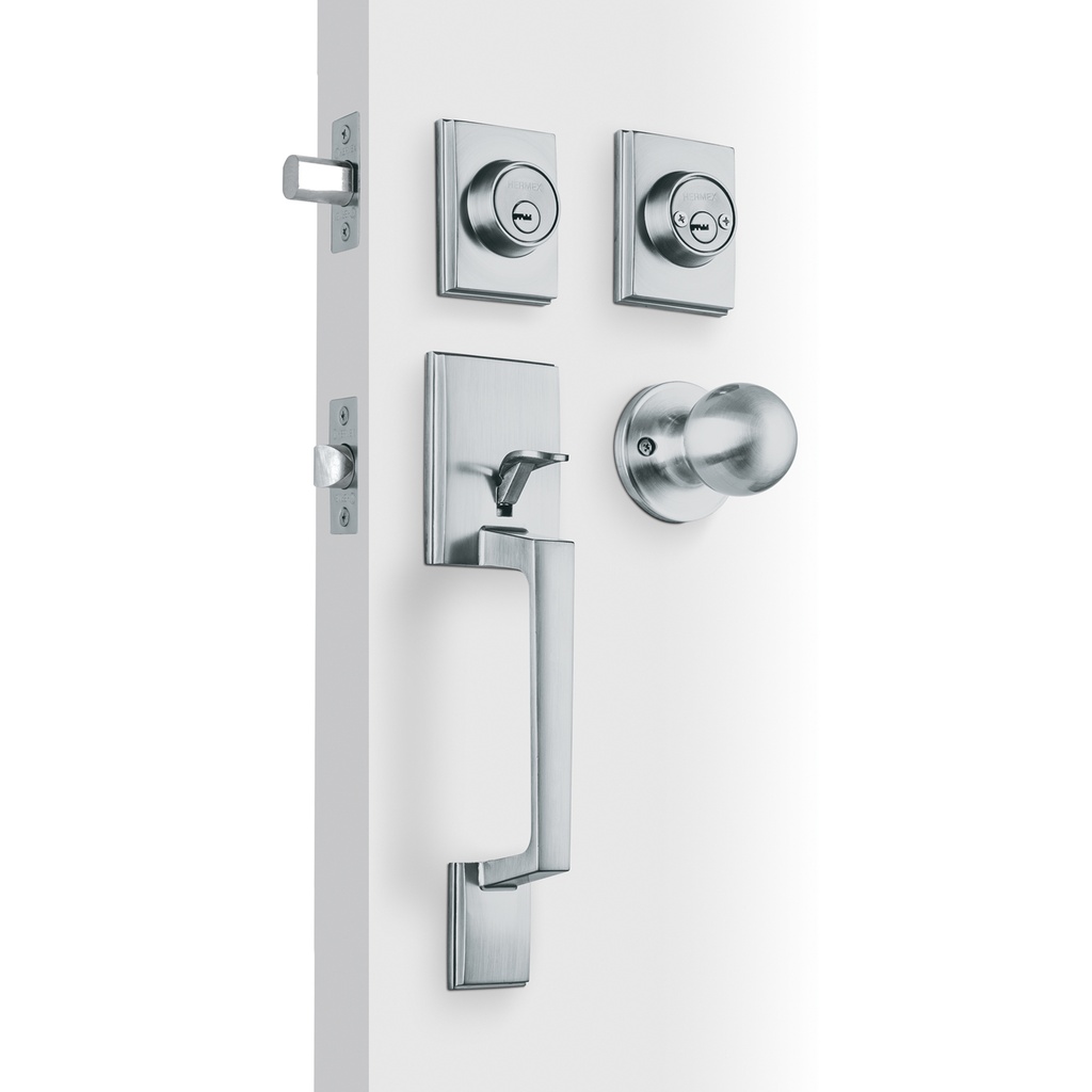 Jaladera y perilla Porto llave-llave, cromo mate, Hermex - Pag 590