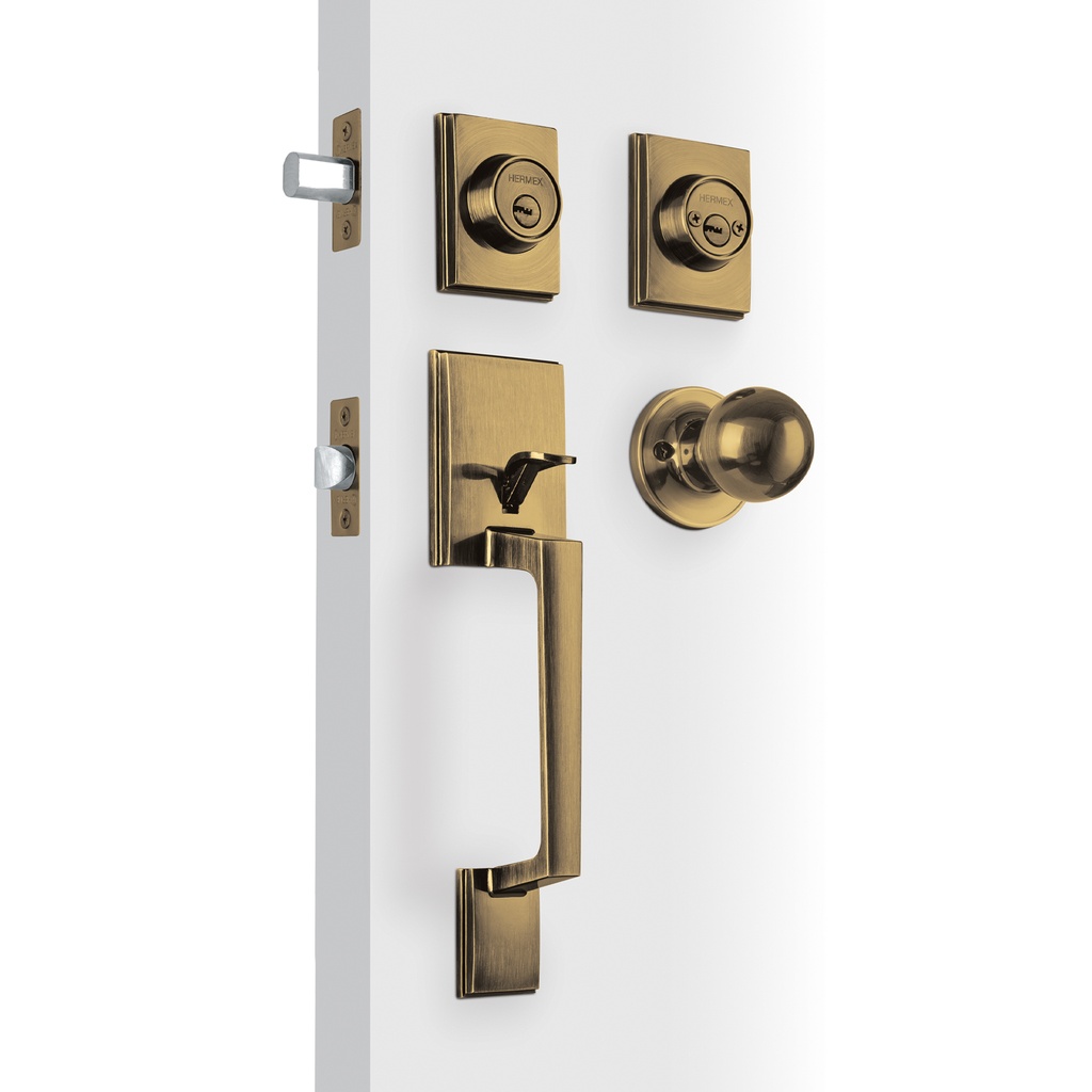 Jaladera y perilla Porto llave-llave, latón antiguo - Pag 590