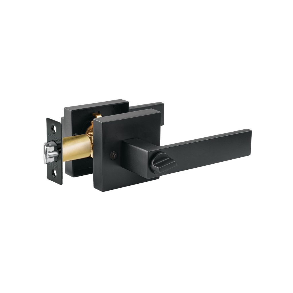 Cerradura manija 'Módena' p/recámara, negro, cil latón