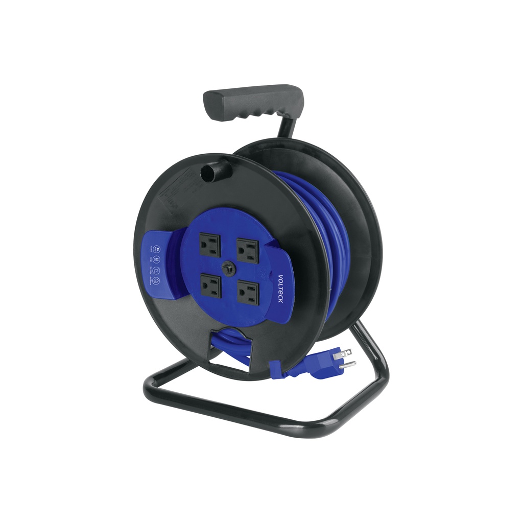Extensión reforzada 3x16 AWG, 15 metros en carrete, VOLTECK