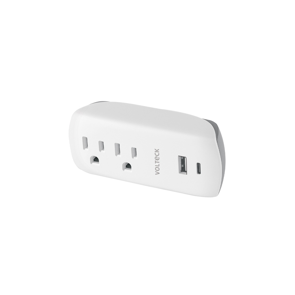 Multicontacto de pared, 2 contactos y 2 USB A+C, VOLTECK - Pag 427