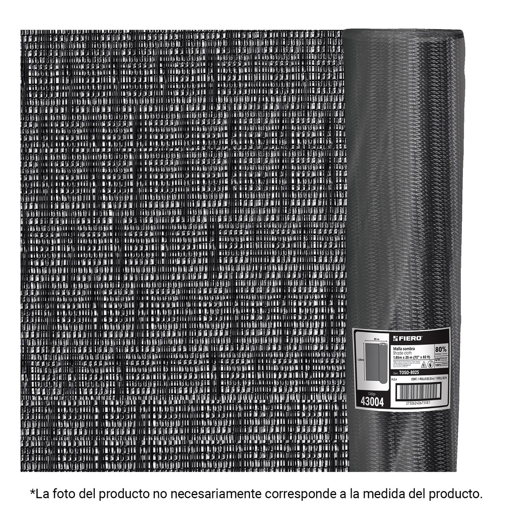 Rollo de toldo sombra 80% de 15 m x 1.85 m, Fiero