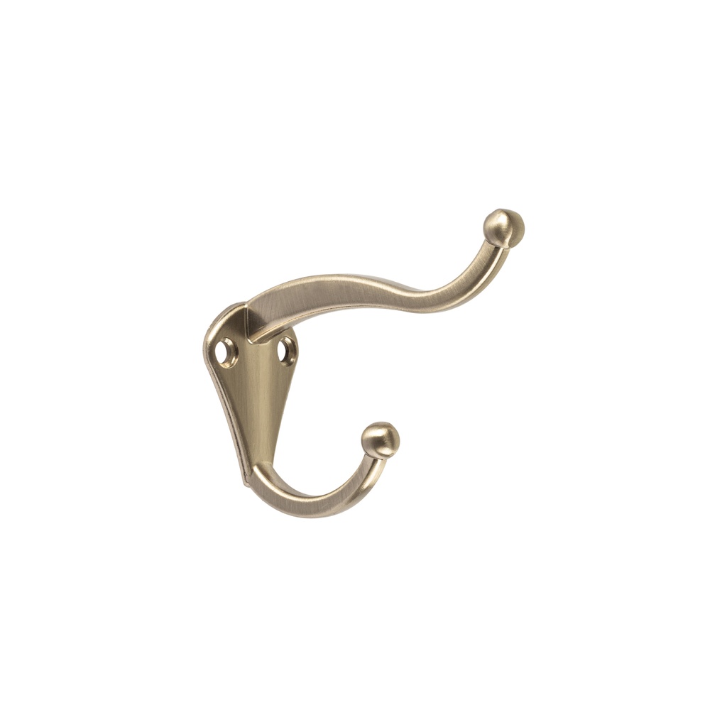 Gancho doble largo y corto tipo perchero, chico, niquel