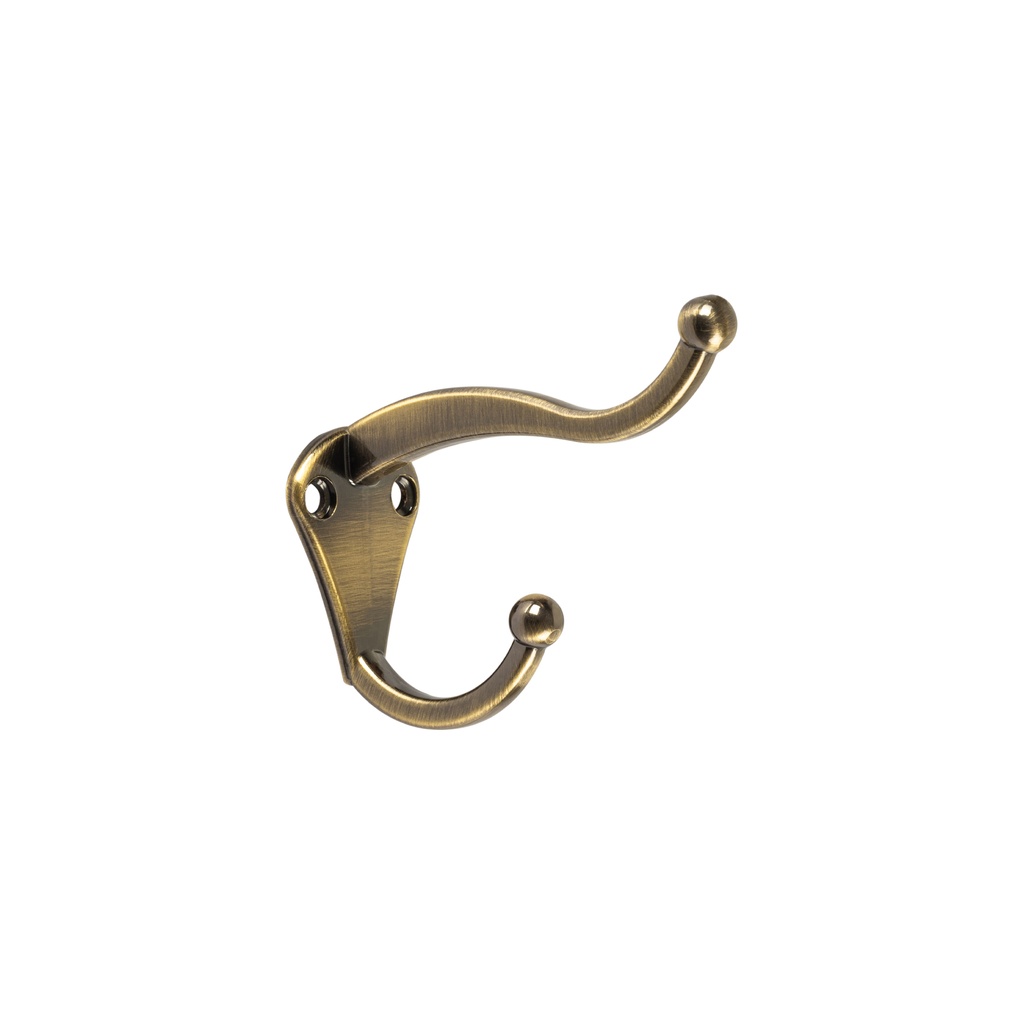 Gancho doble largo y corto tipo perchero, chico, antiguo
