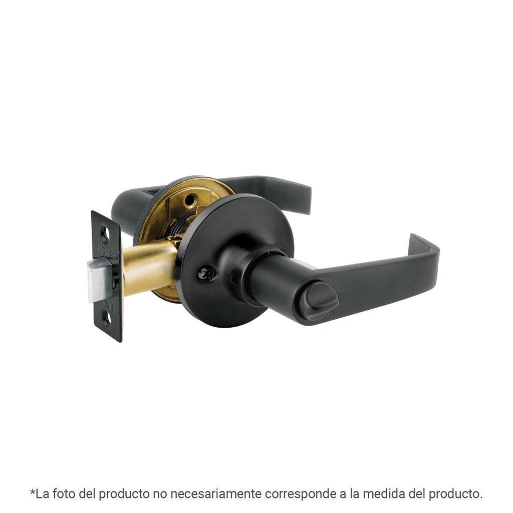 Cerradura manija 'Siena' p/recámara, negro, cilindro latón