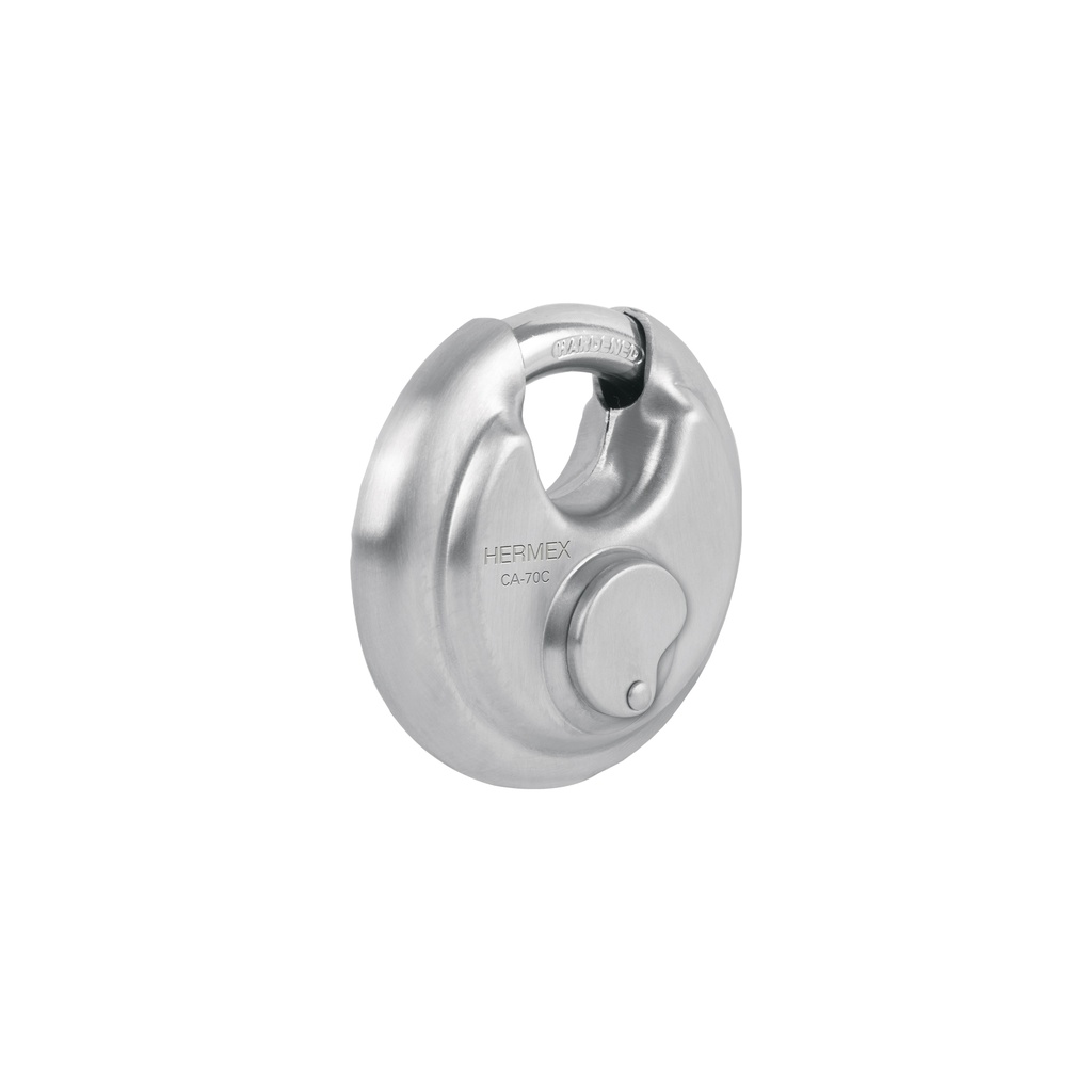Candado circular acero inox, cilindro latón, 70 mm - Pag 585