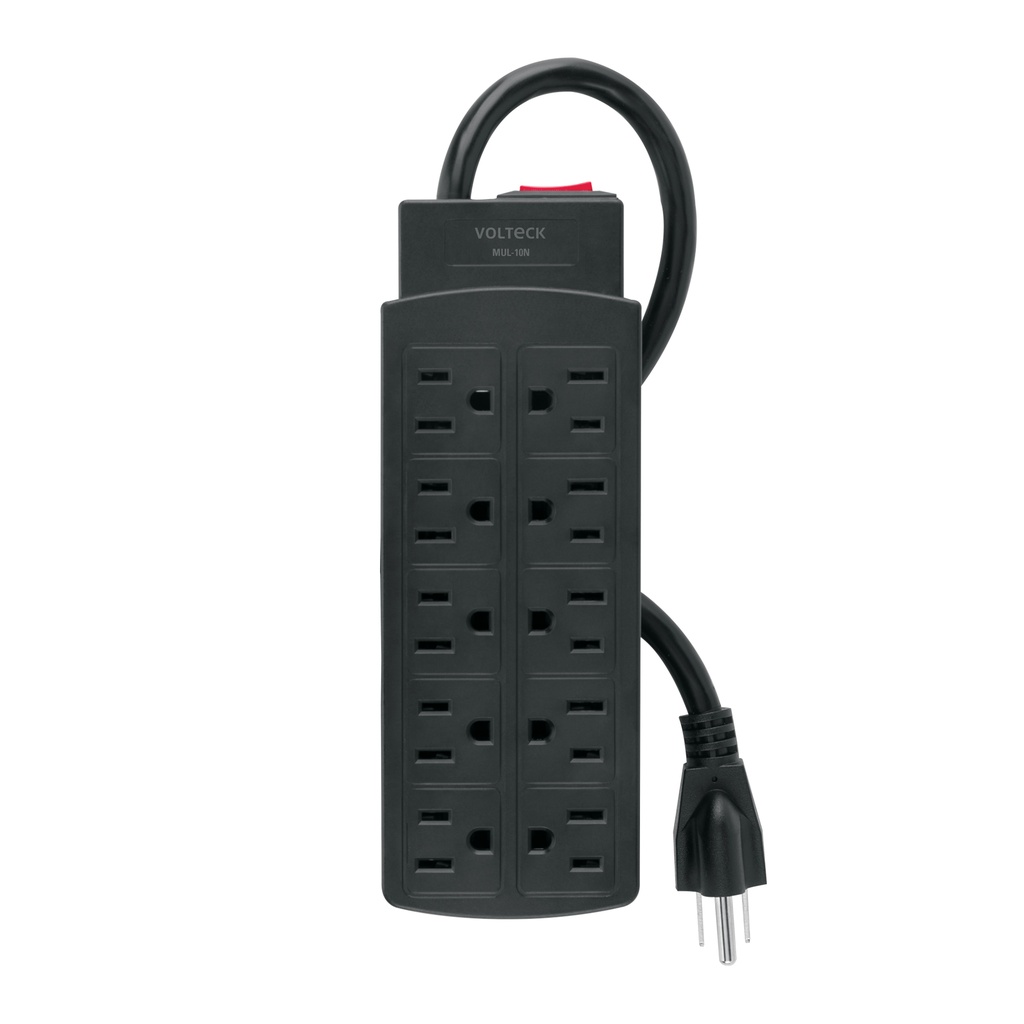 [T49533] Multicontacto de uso rudo con 10 entradas, negro, VOLTECK