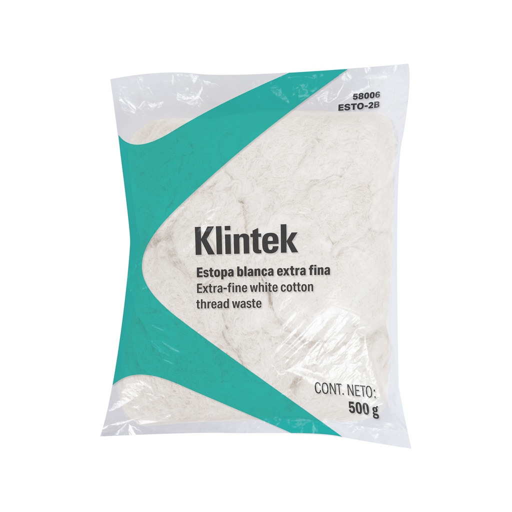 Bolsa de 1/2 kg de estopa color blanca, KLINTEK