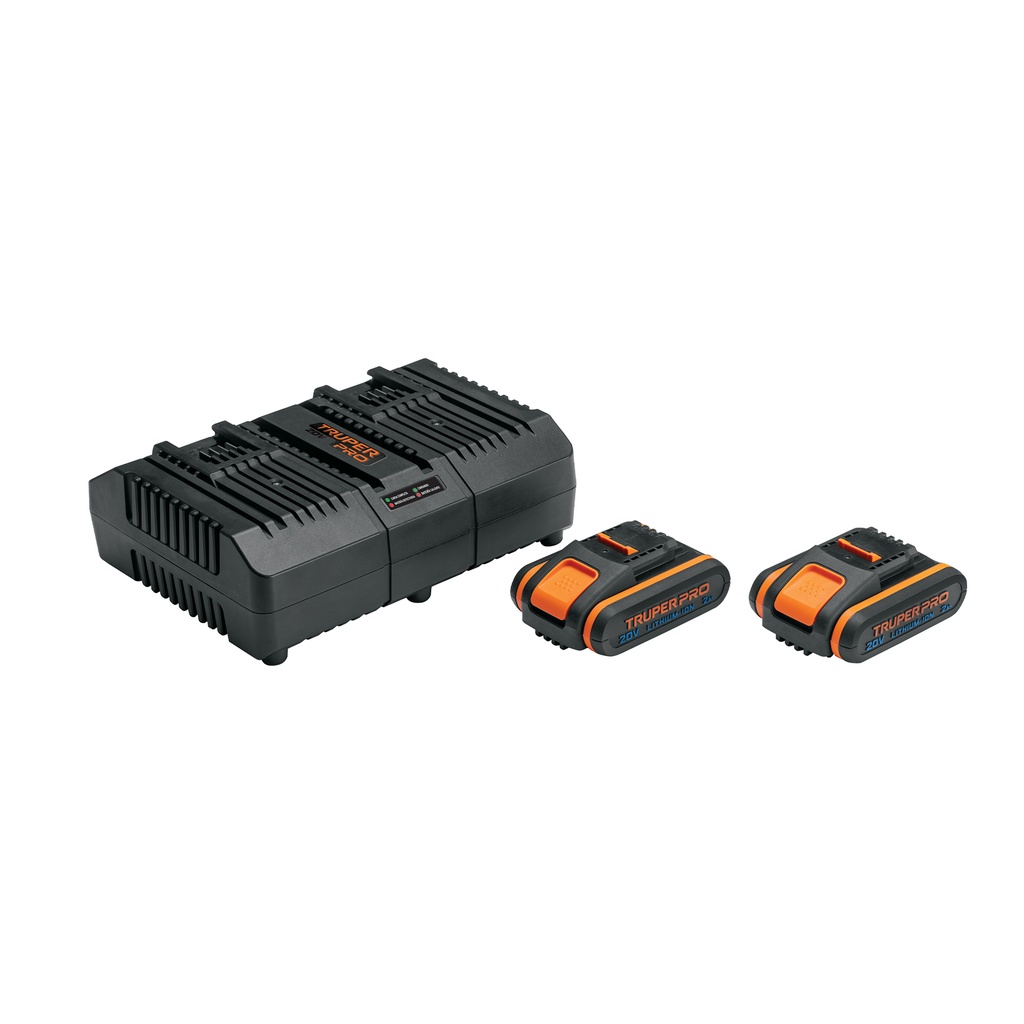 Combo cargador dual con 2 baterías de 2Ah, 20V, TRUPER PRO - Pag 270