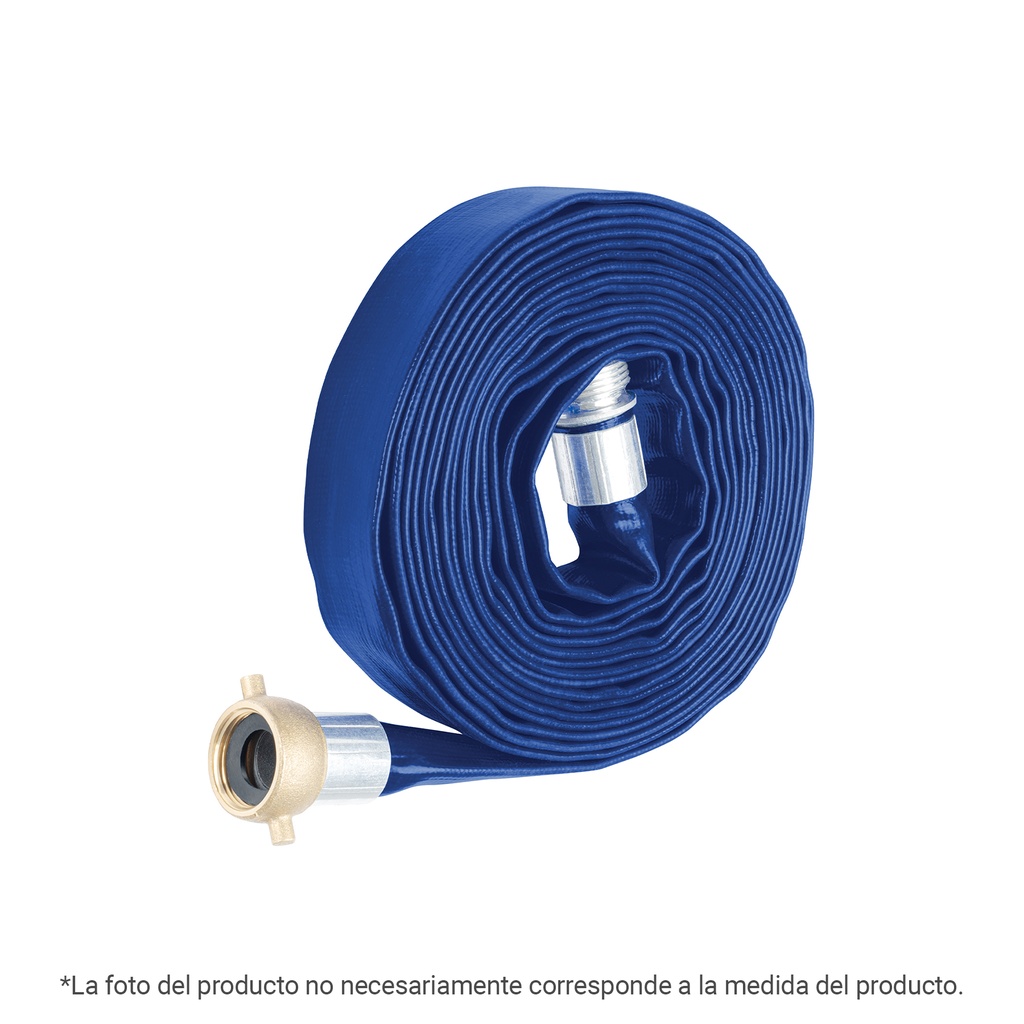 Rollo de manguera plana 3' x 7.5m de descarga c/conexiones