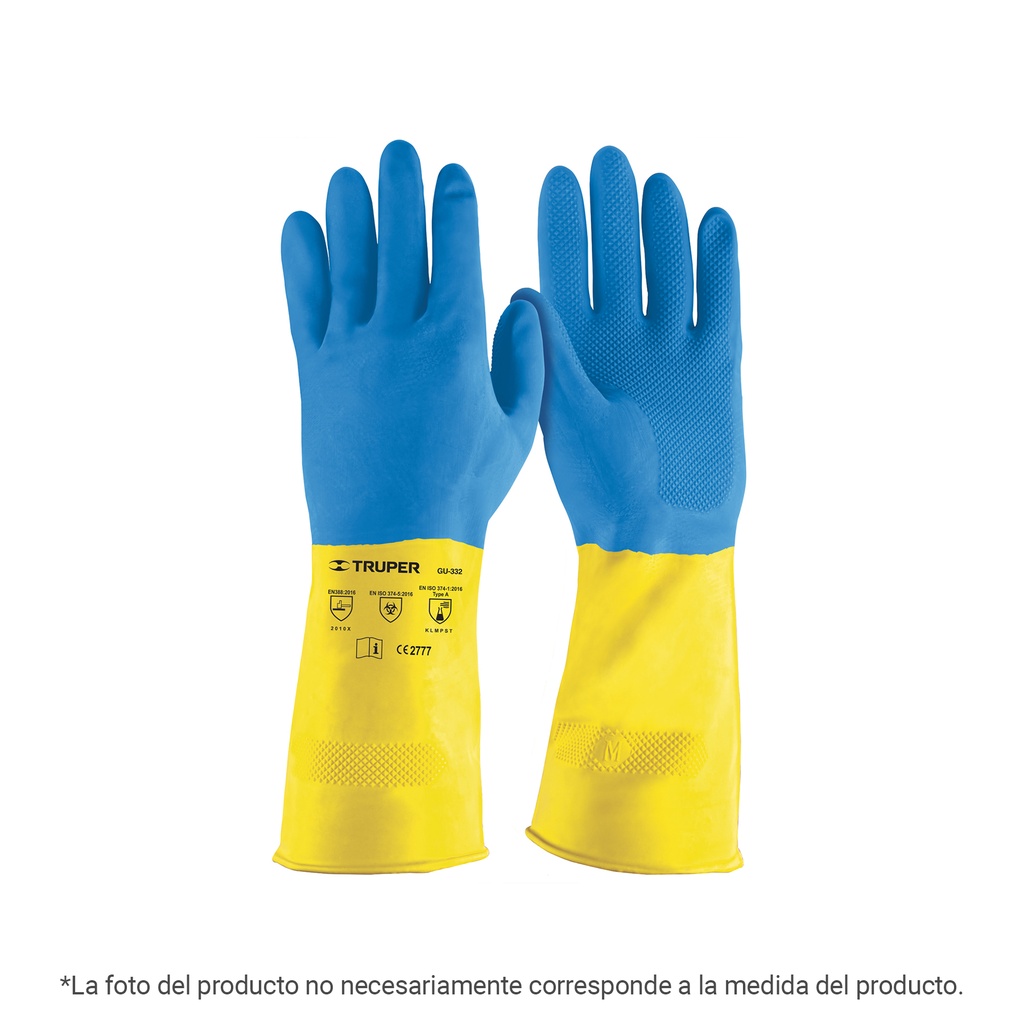 Guantes de látex reforzados para limpieza, XG, Truper