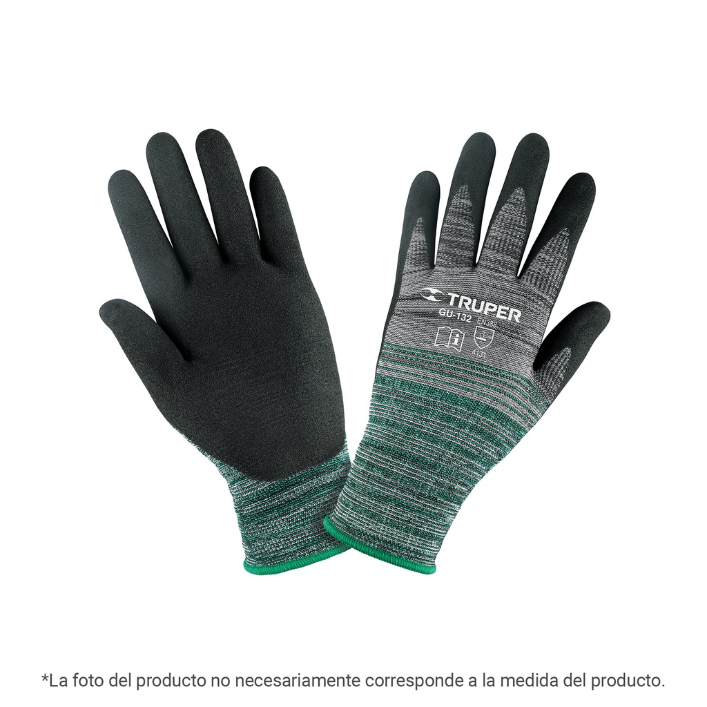 Guantes de nylon recubiertos de nitrilo arenoso, XG, Truper