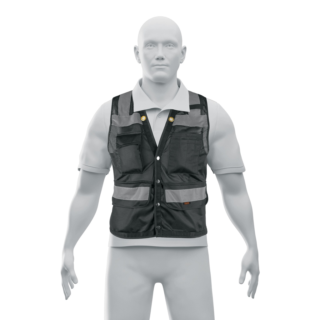 Chaleco seguridad reforzado negro con bolsas, M, Expert - Pag 352