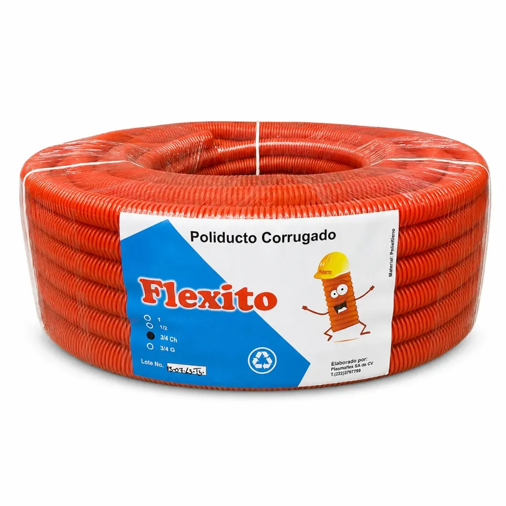 [POL 3/4 SG] Rollo de poliducto 3/4' corrugado flex. s/guía Flexico con 50 mt