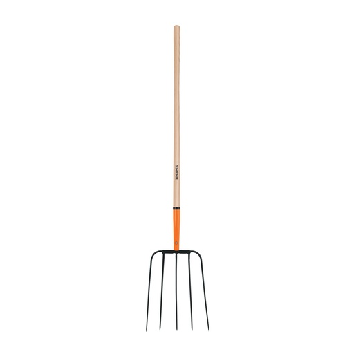 [T11008] Bieldo para paja, 5 dientes cabeza grande, mango 48', Truper