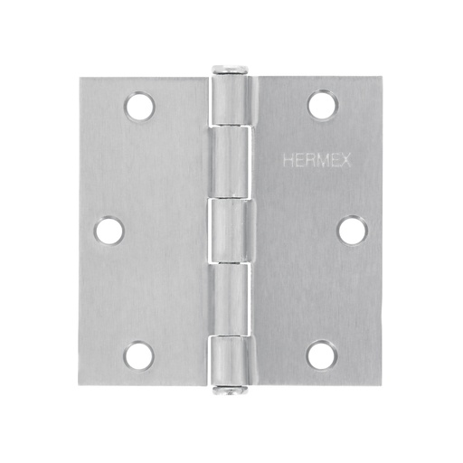 [T43262] Bisagra cuadrada 3-1/2' acero cromo mate, plana, Hermex - Pag 577