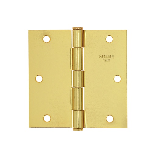 [T23685] Bisagra cuadrada 3-1/2', acero latonado, plana, Hermex Basic - Pag 578