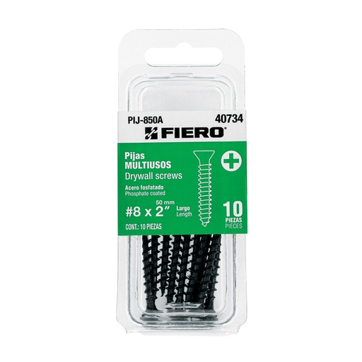 [T40734] Blíster con 10 pijas multiusos, #8 x 2' , Fiero - Pag 754, 761