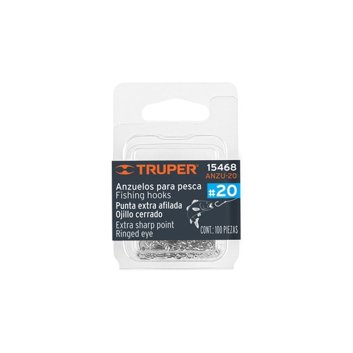 [T15468] Blíster con 100 anzuelos para pesca # 20, Truper - Pag 175