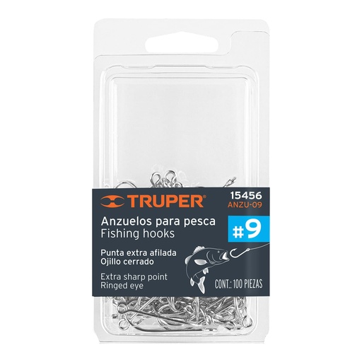 [T15456] Blíster con 100 anzuelos para pesca # 9, Truper - Pag 175