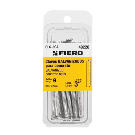 [T40226] Blíster con 12 clavos galvanizados para concreto 3', Fiero - Pag 555,574