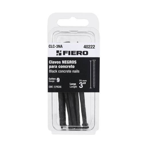 [T40222] Blíster con 12 clavos negros para concreto 3', Fiero - Pag 555,574