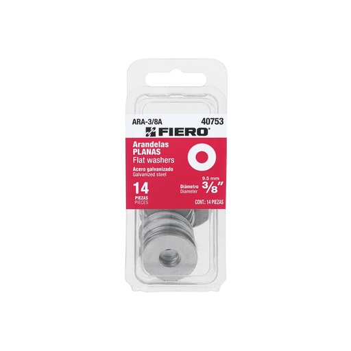 [T40753] Blíster con 14 arandelas planas de 3/8', Fiero - Pag 756, 761