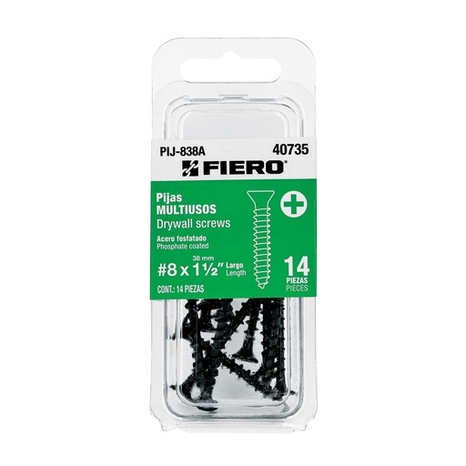[T40735] Blíster con 14 pijas multiusos, #8 x 1-1/2', Fiero - Pag 754, 761