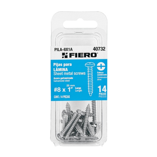 [T40732] Blíster con 14 pijas para lámina, #8 x 1', Fiero - Pag 565,574