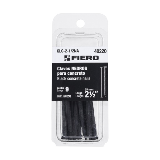 [T40220] Blíster con 15 clavos negros para concreto 2-1/2', Fiero - Pag 555,574
