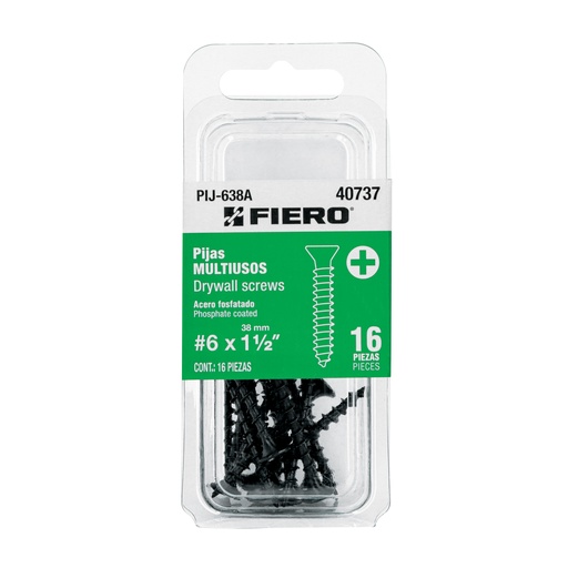 [T40737] Blíster con 16 pijas multiusos, #6 x 1-1/2', Fiero - Pag 754, 761