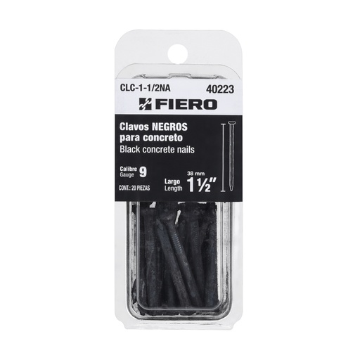 [T40223] Blíster con 20 clavos negros para concreto 1-1/2', Fiero - Pag 555,574