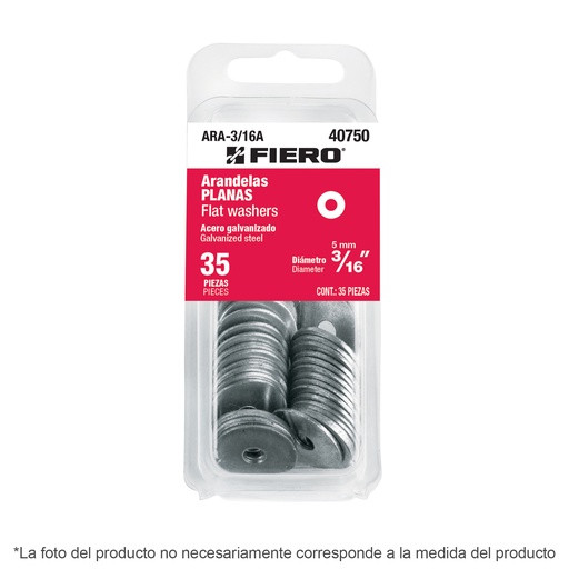 [T40752] Blíster con 25 arandelas planas de 5/16', Fiero - Pag 569,575