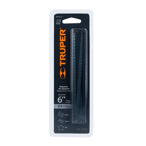 [T10220] Blíster con 5 seguetas de repuesto para AJ-6, Truper