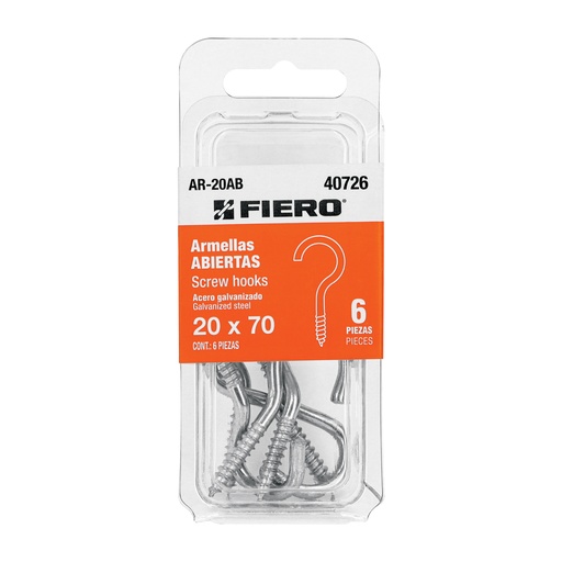 [T40726] Blíster con 6 armellas abiertas de 20 x 70, Fiero - Pag 760, 761